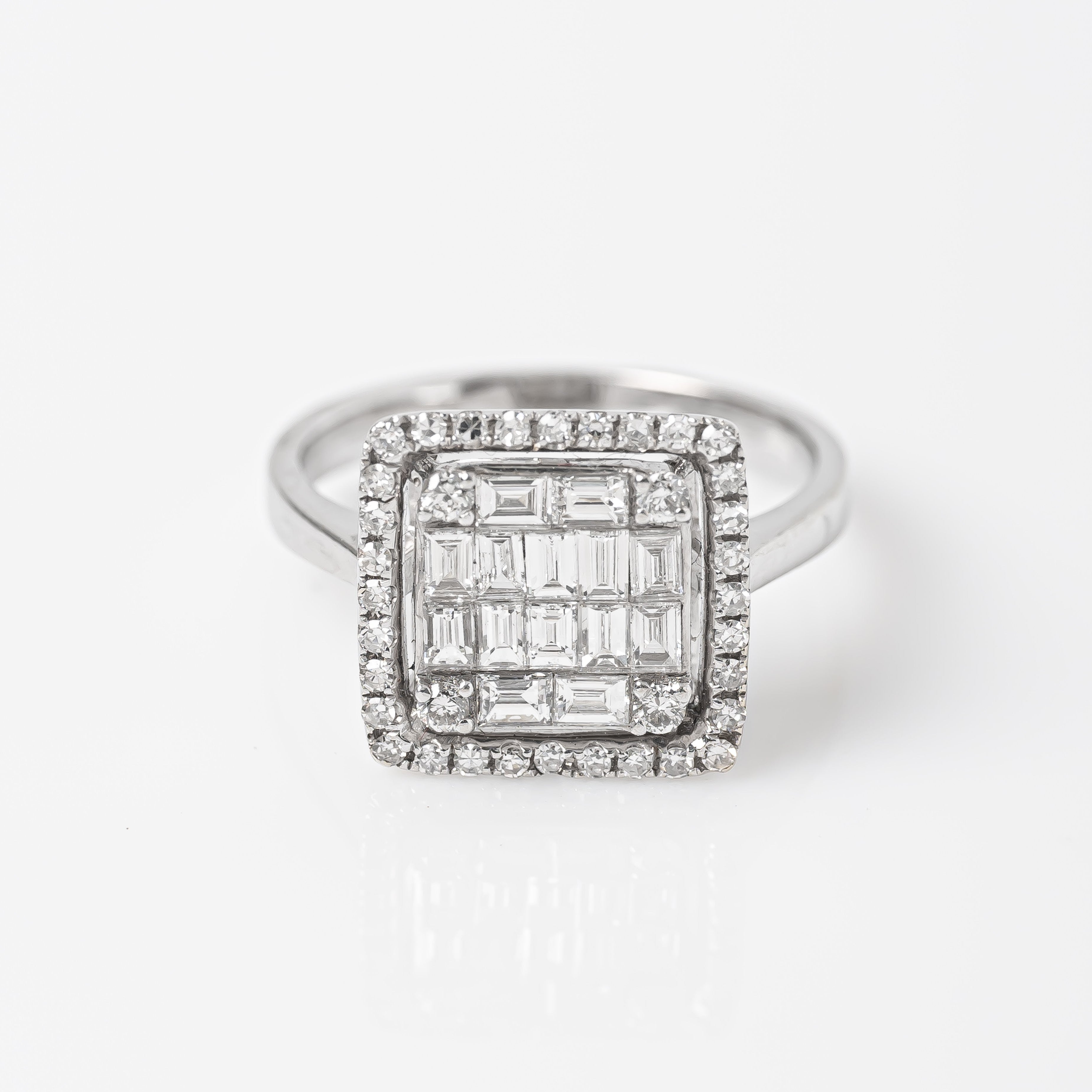 Anillo Cuadrado Diamante Nat Talla 6 1/2
