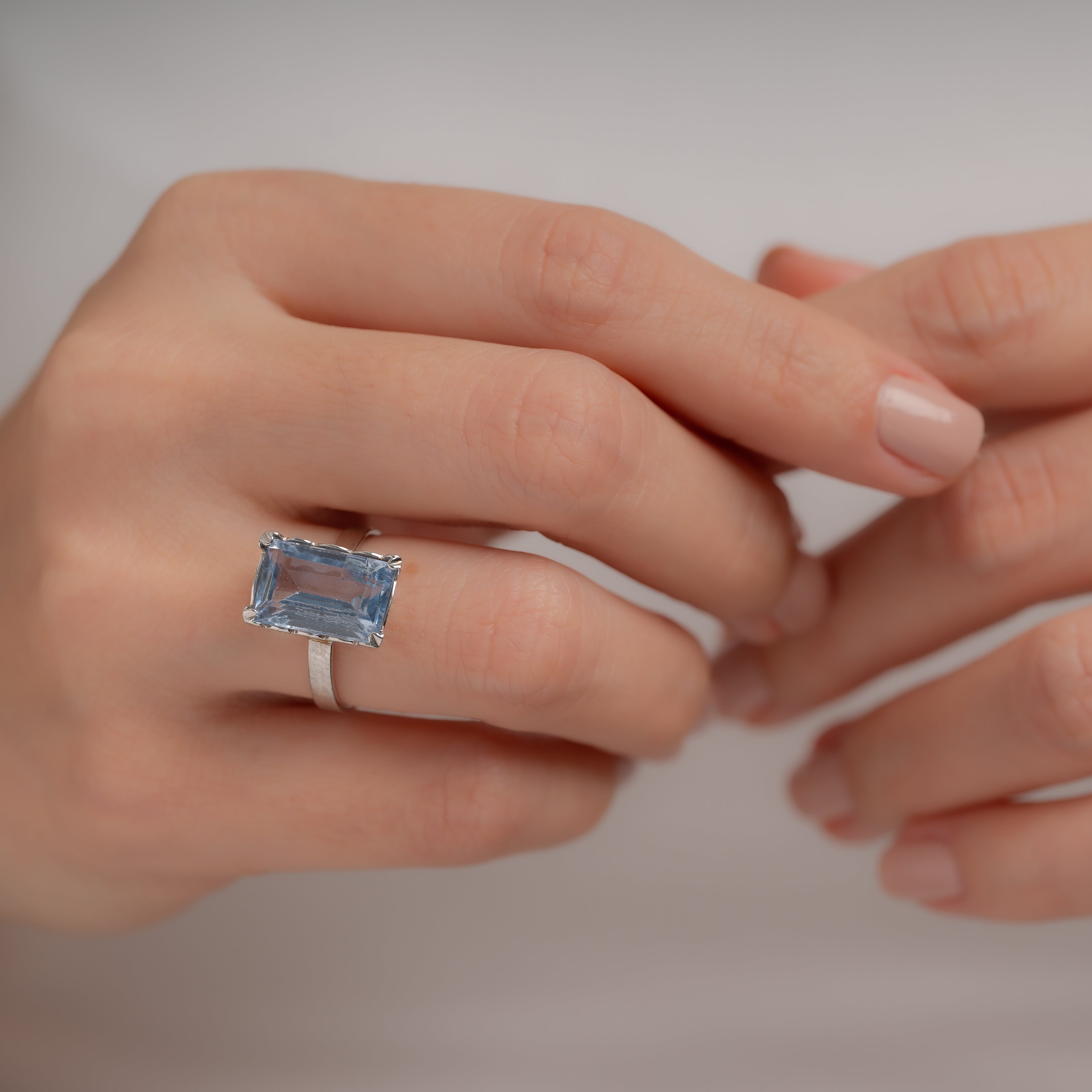 Anillo Agua Marina Talla 6 3/4