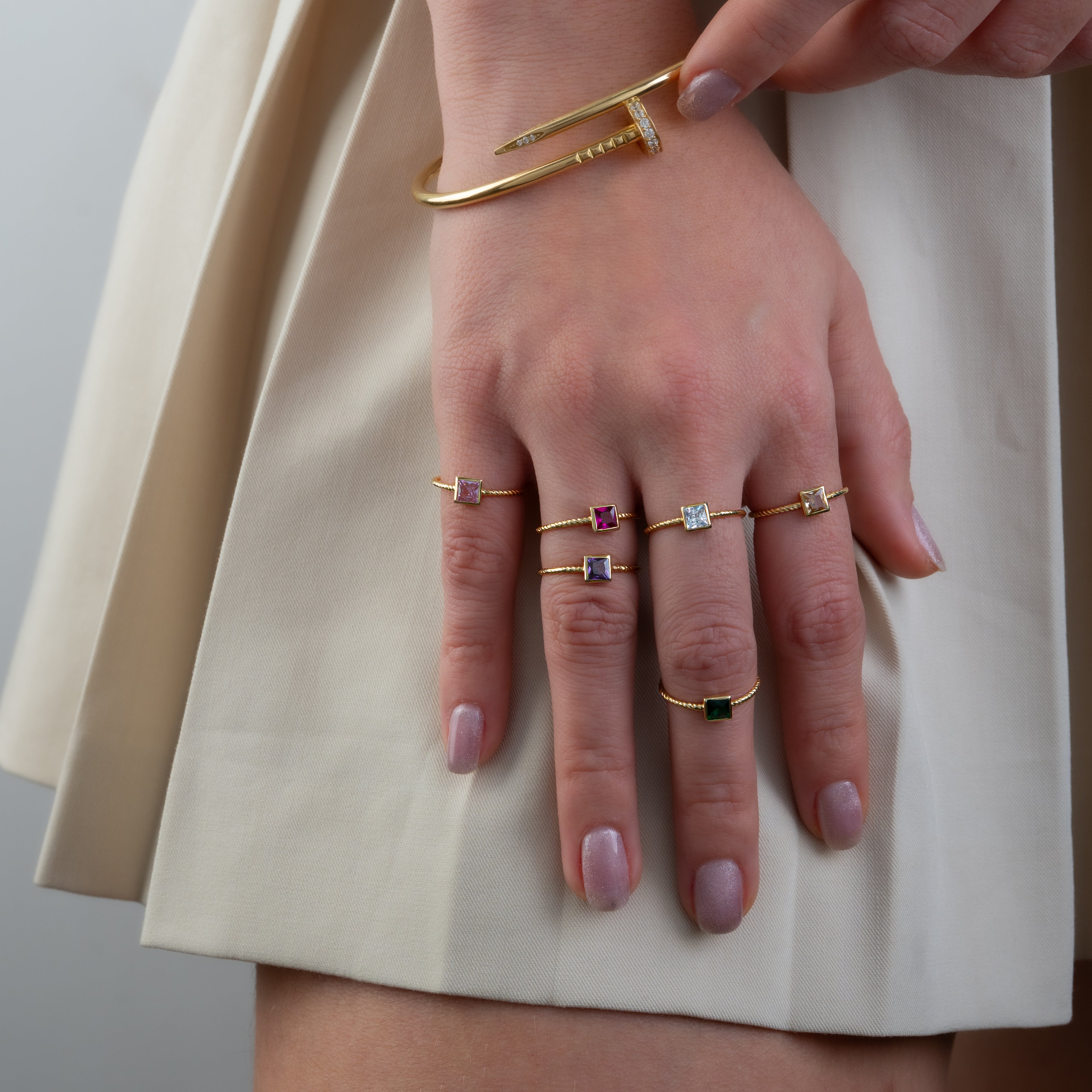 Anillo Square Lila Talla 7