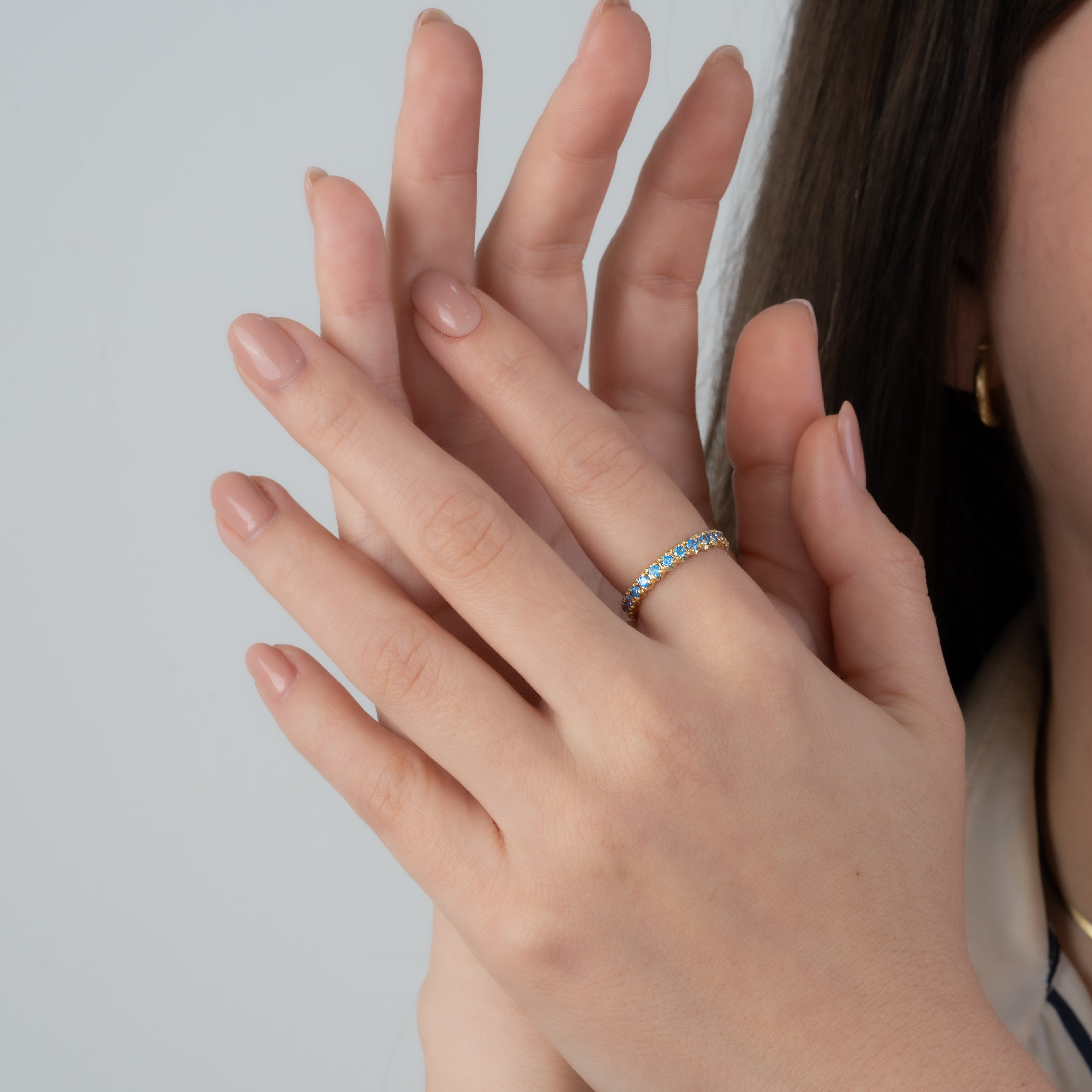 Anillo Churumbela Celeste Talla 6 3/4