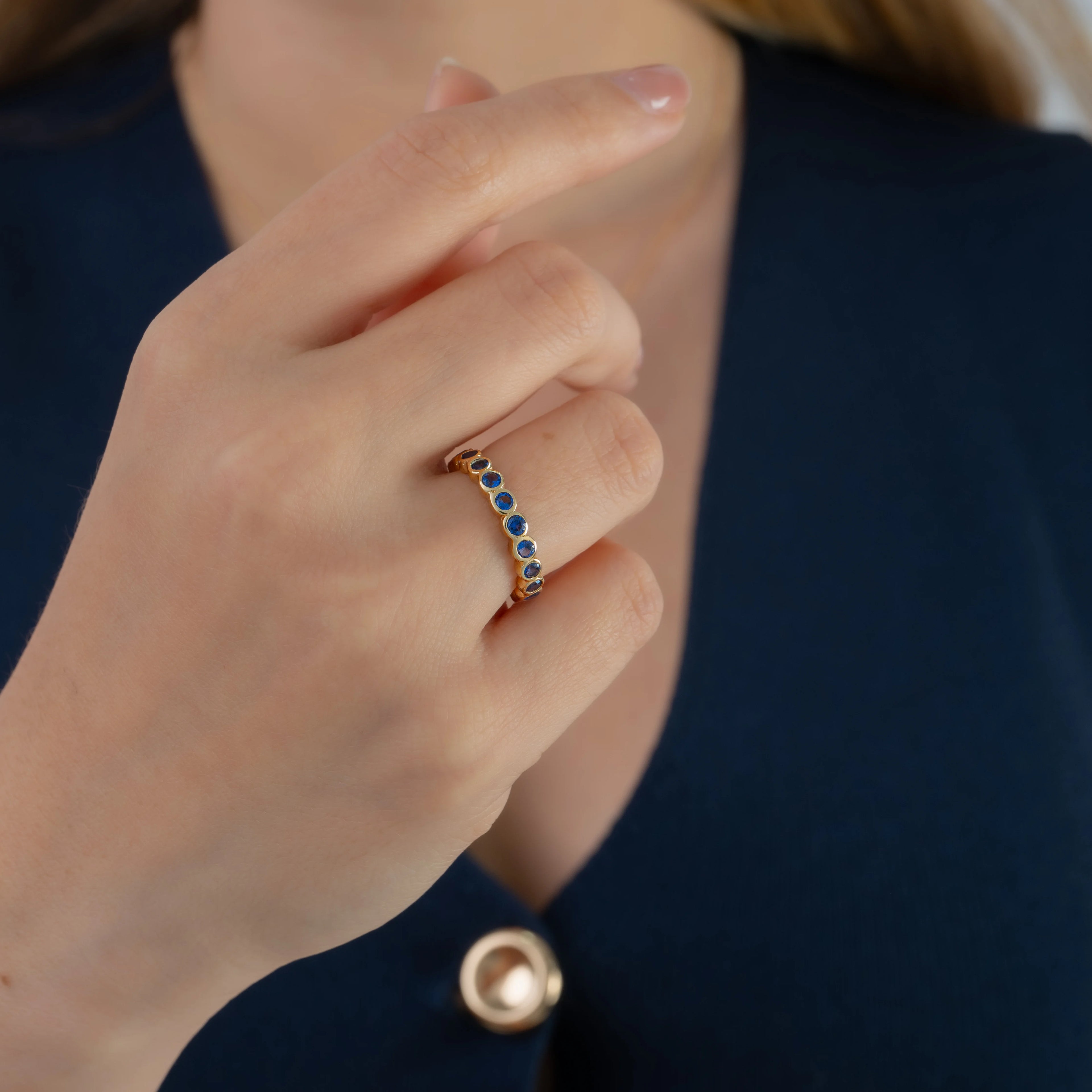 Anillo Churumbela Azul Talla 5 1/2