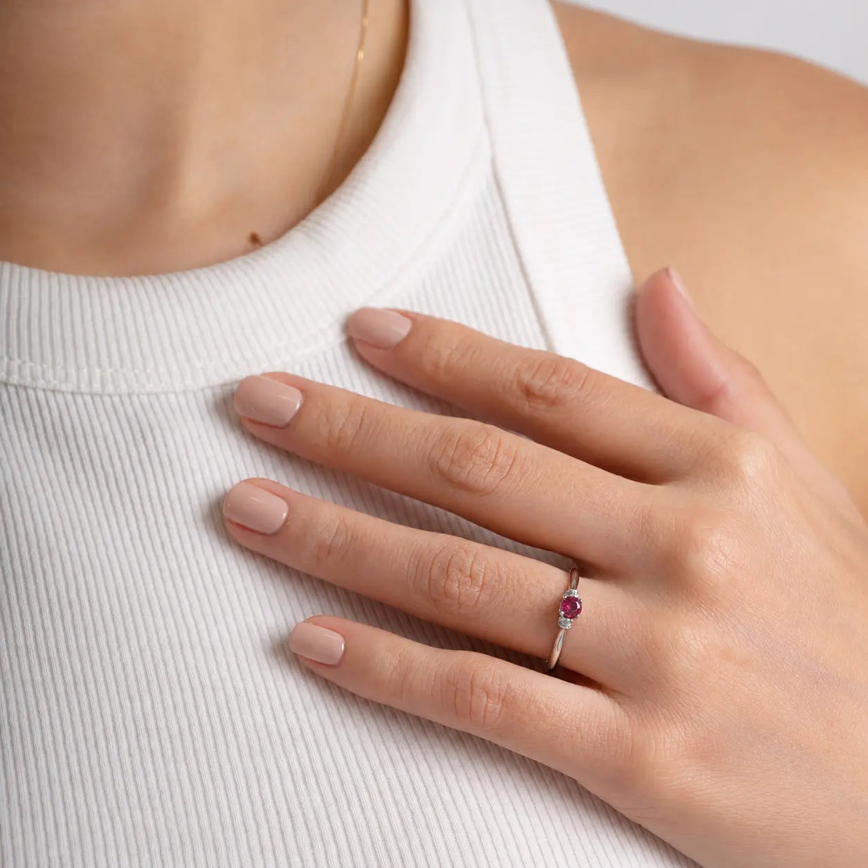 Anillo Rubi & Diamantes Talla 7 1/2
