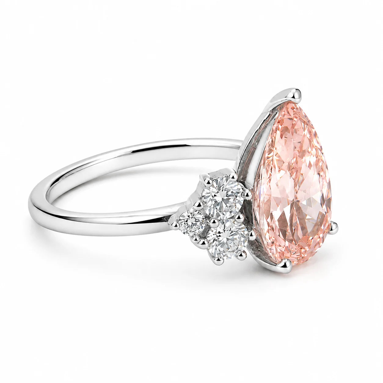 Anillo Compromiso Pera Pink