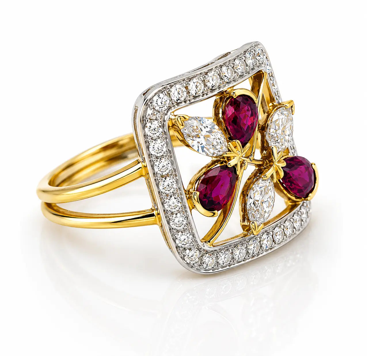 Anillo Rubi & Diamantes Talla 6