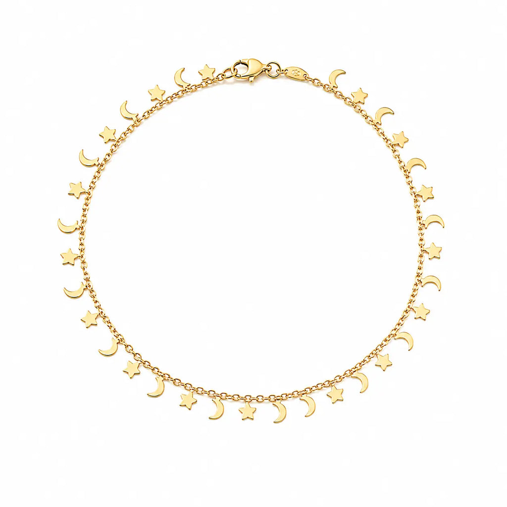 Tobillera estrellas y lunas 25cm