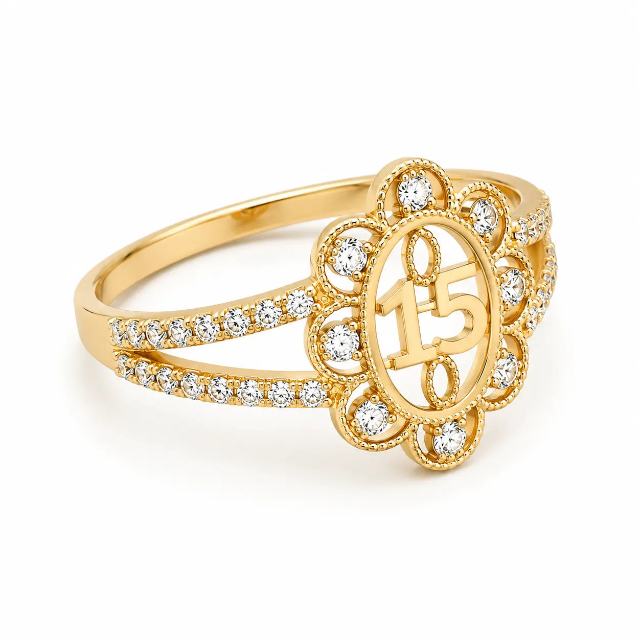 Anillo Flor 15 Años Talla 7 1/2