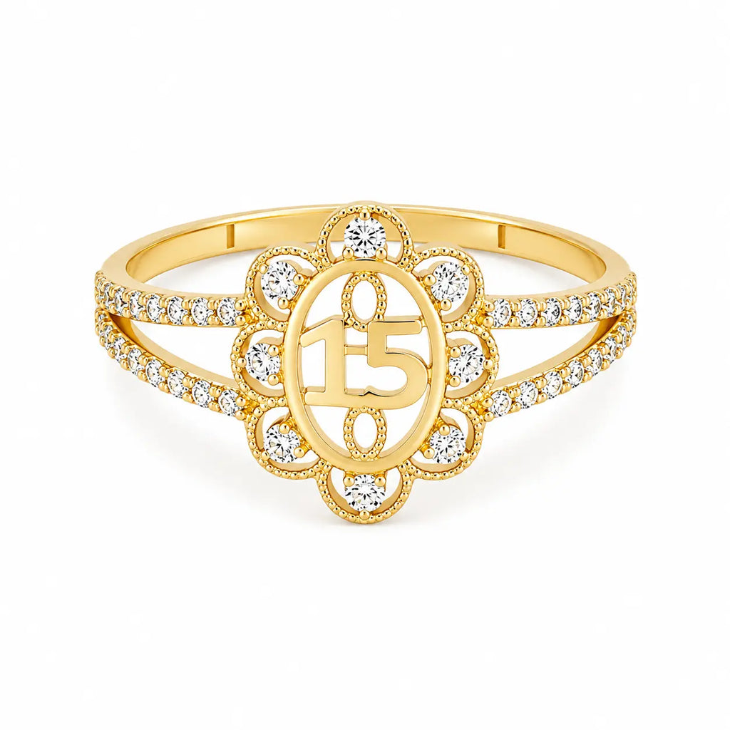 Anillo Flor 15 Años Talla 7 1/2
