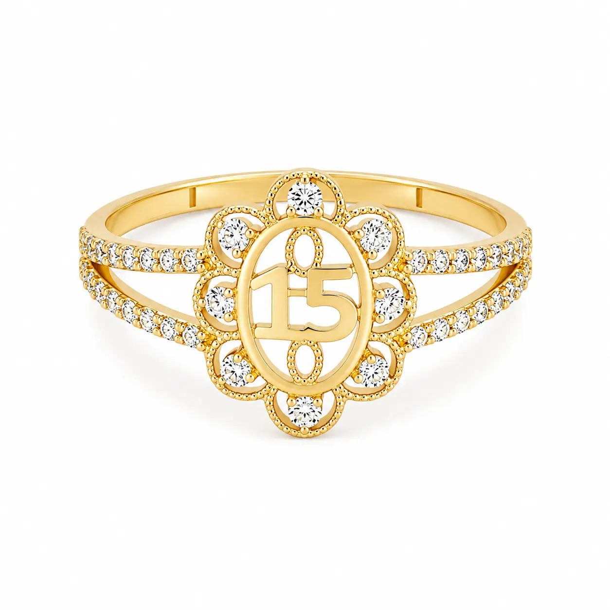 Anillo Flor 15 Años Talla 7 1/2