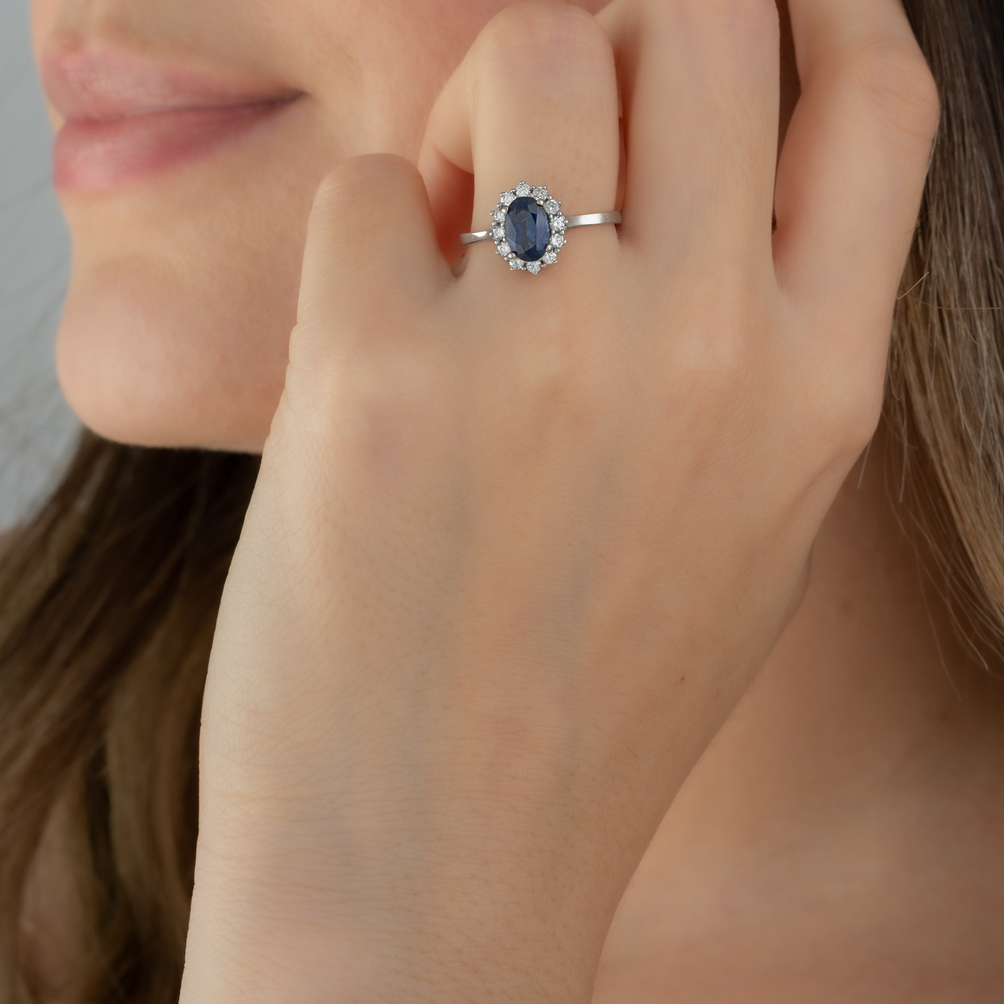 Anillo Zafiro & Diamantes Talla 7
