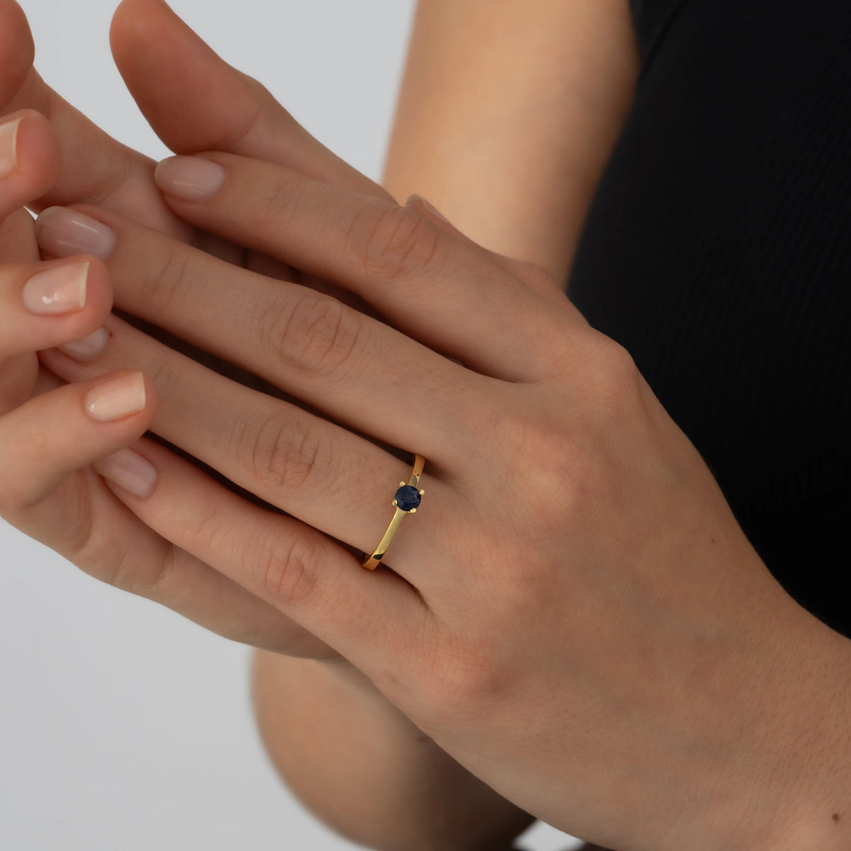 Anillo Zafiro Solitario Talla 9