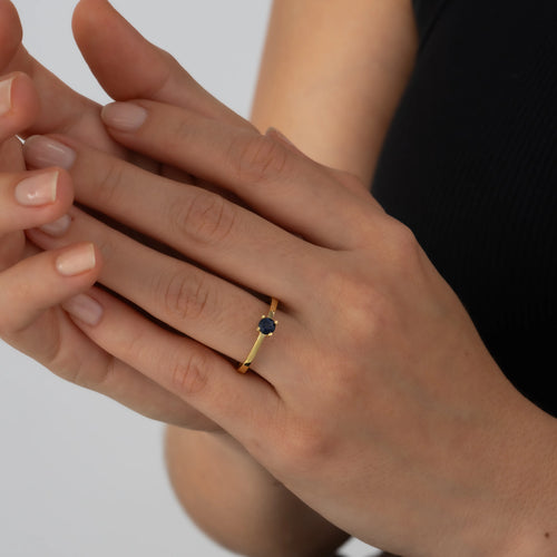Anillo Zafiro Solitario Talla 9