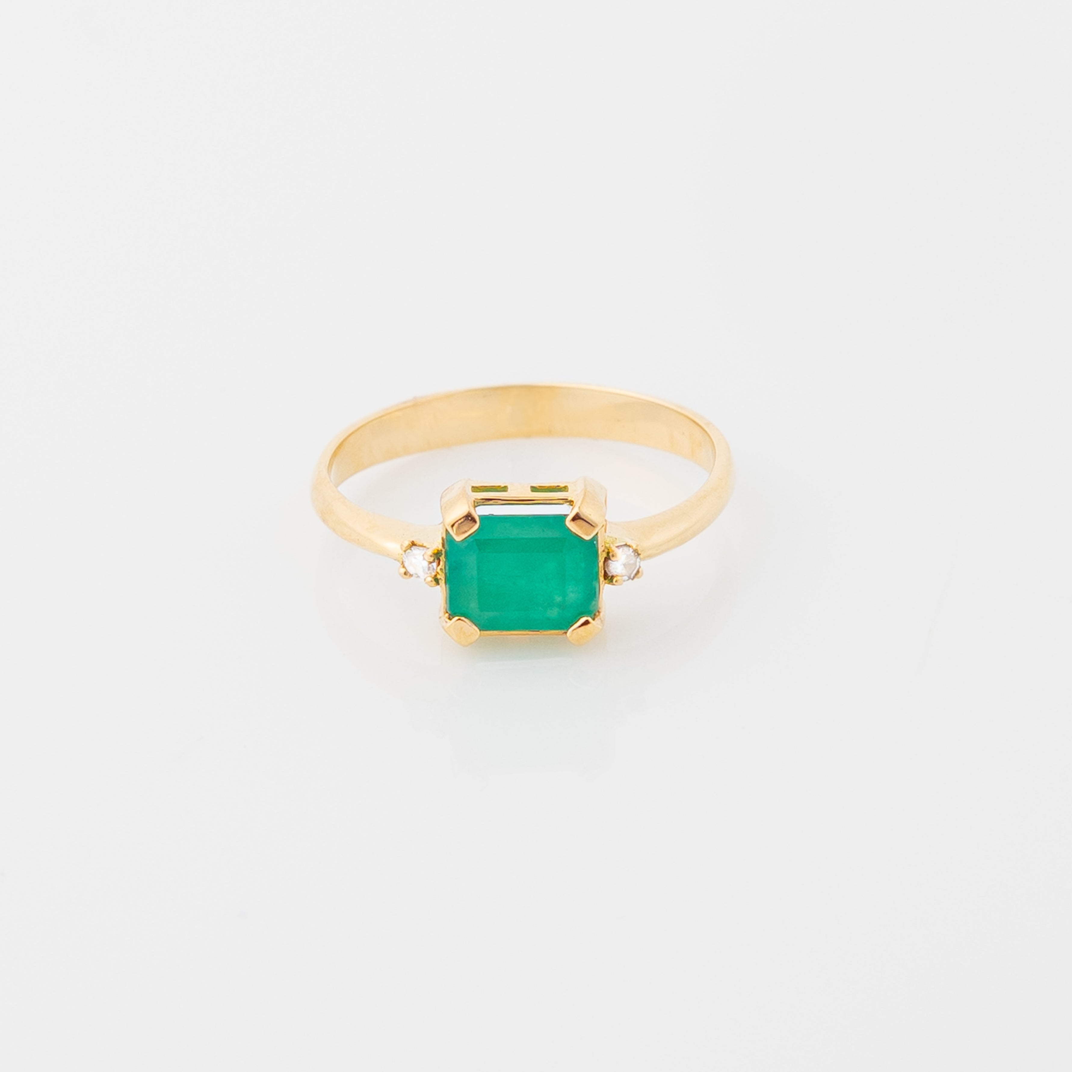 Anillo Esmeralda & Diamante Talla 8
