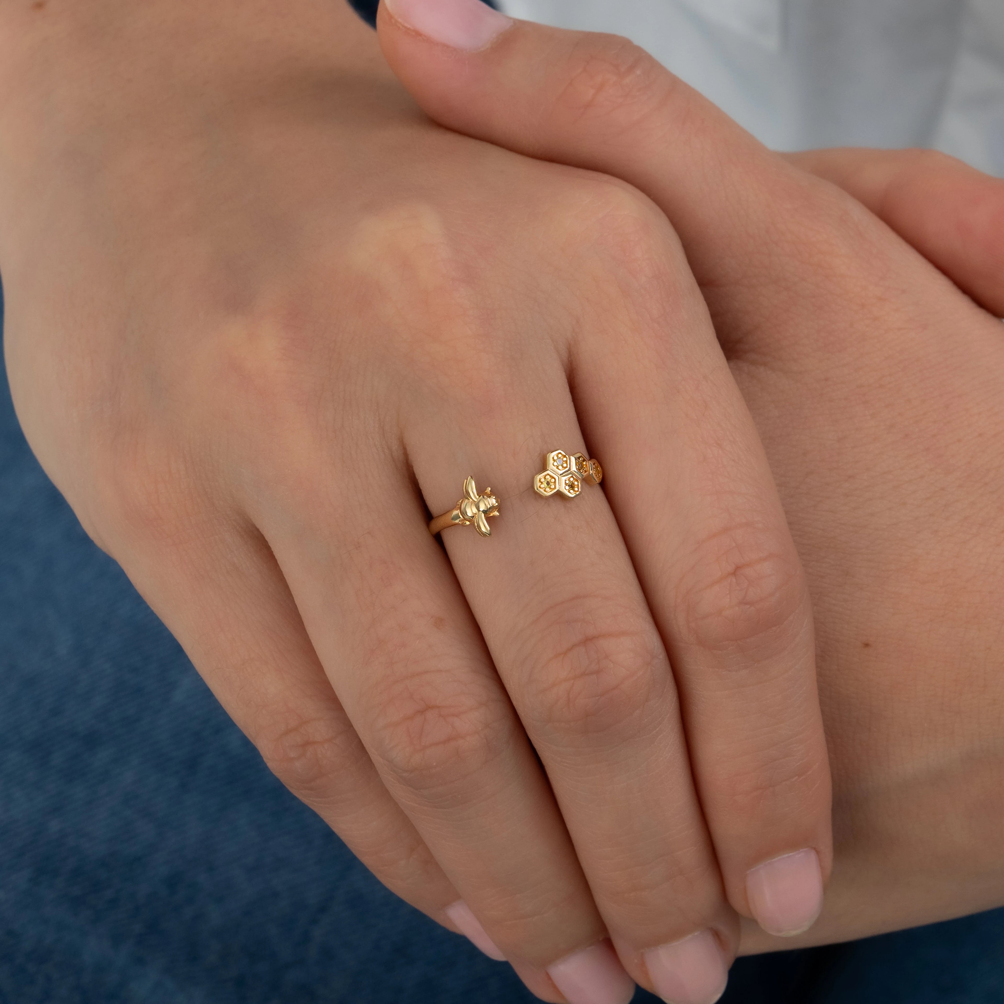 Anillo Panal & Abejita Talla 8
