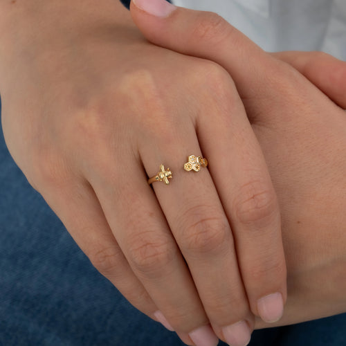 Anillo Panal & Abejita Talla 8