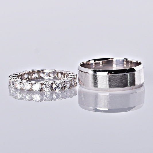 Anillos de Boda Blancos Mate y Circon