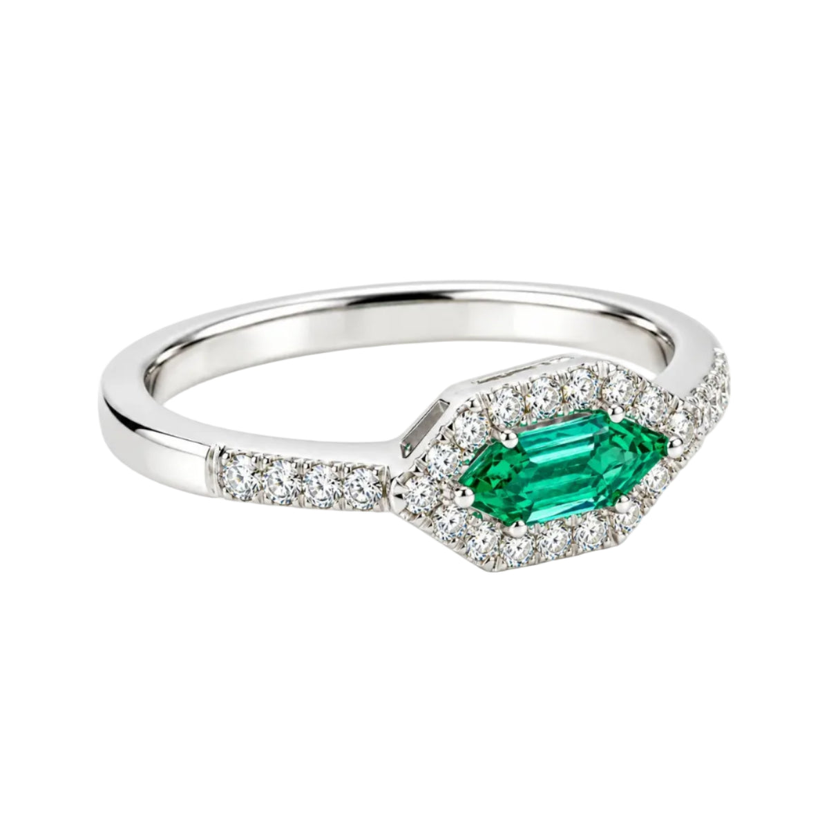 Anillo Oval Esmeralda & Diamantes Talla 6