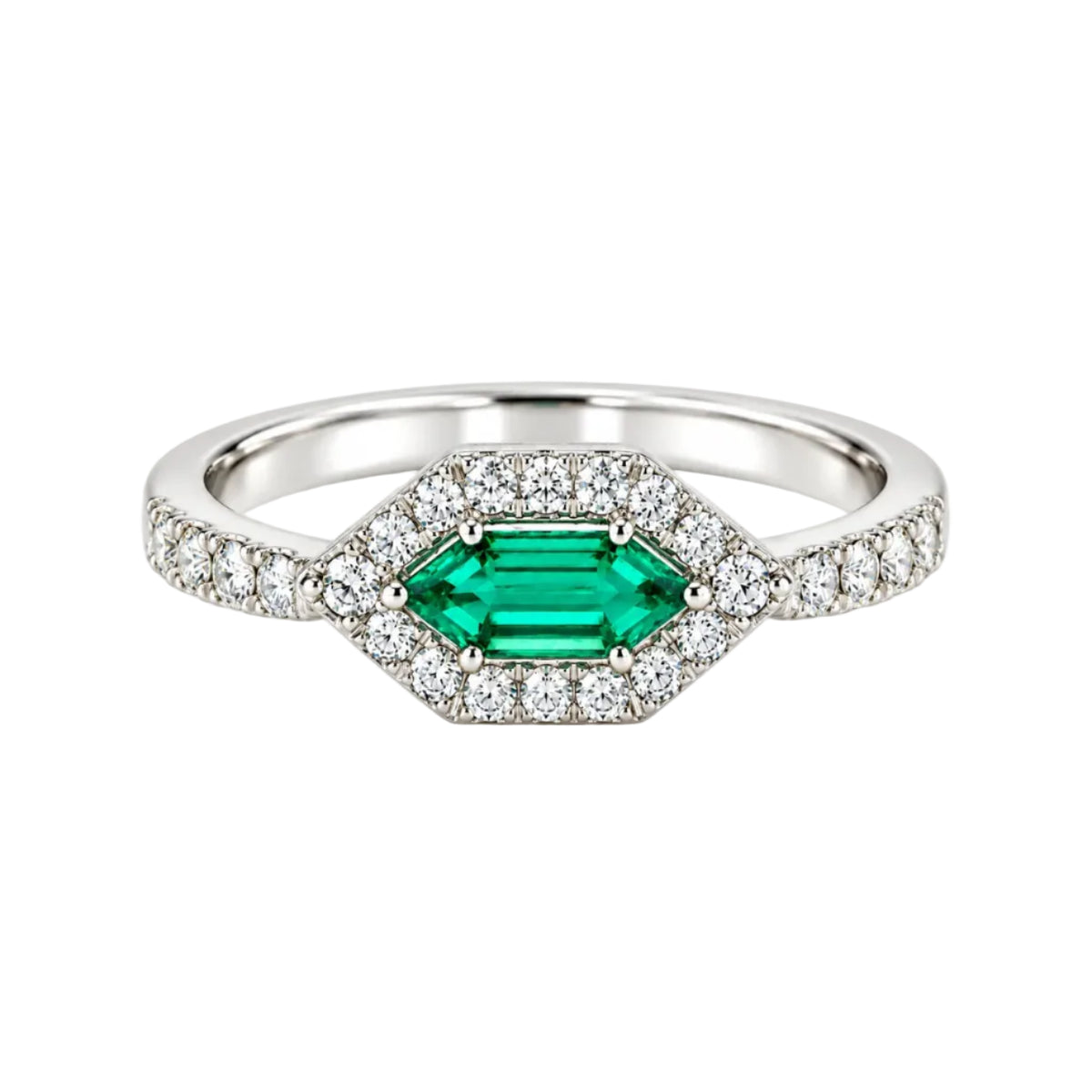 Anillo Oval Esmeralda & Diamantes Talla 6