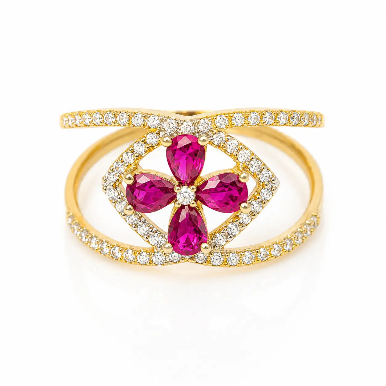 Anillo Flor Fucsia Talla 7
