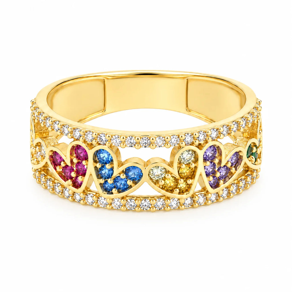 Anillo Corazones Arcoíris Talla 7