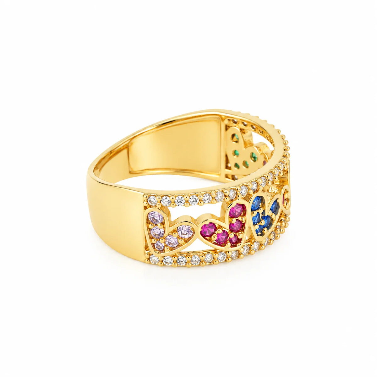 Anillo Corazones Arcoíris Talla 7