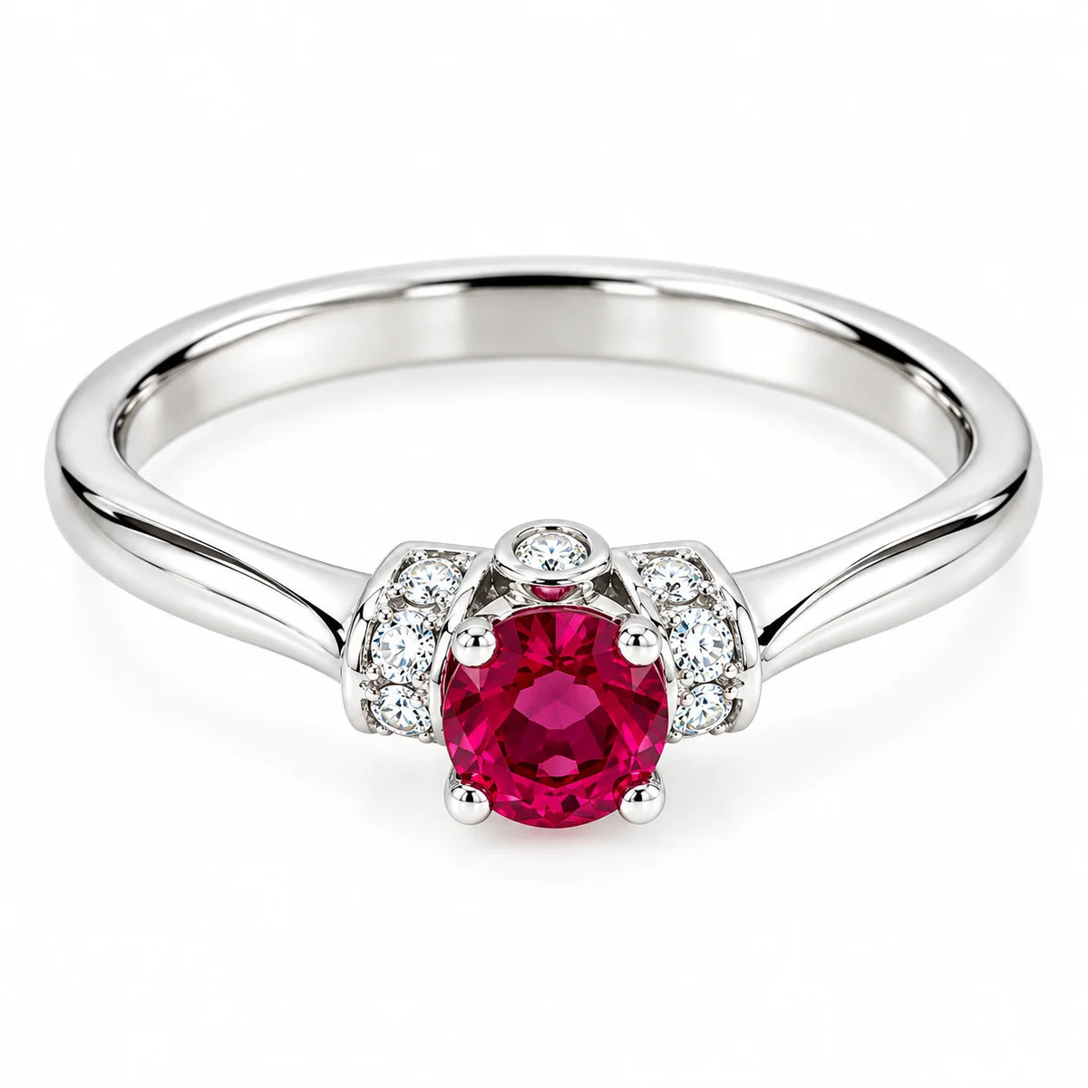 Anillo Rubi & Diamantes Talla 7 1/2