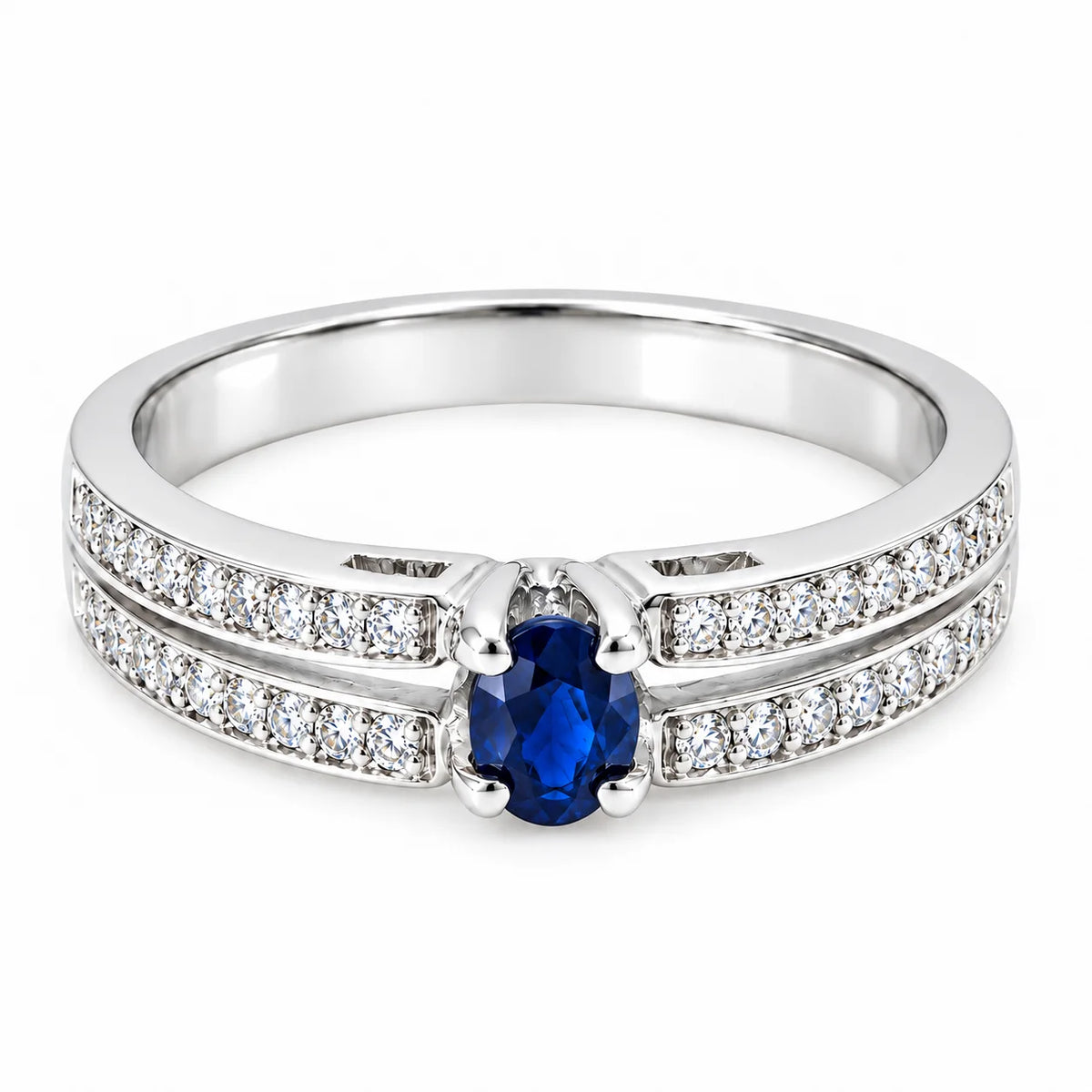 Anillo Zafiro & Diamantes Talla 9 1/4