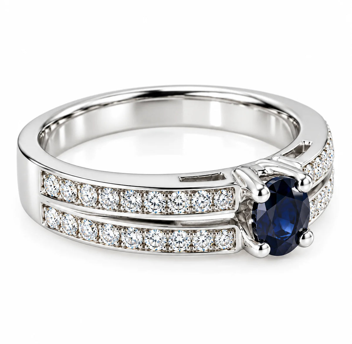 Anillo Zafiro & Diamantes Talla 9 1/4