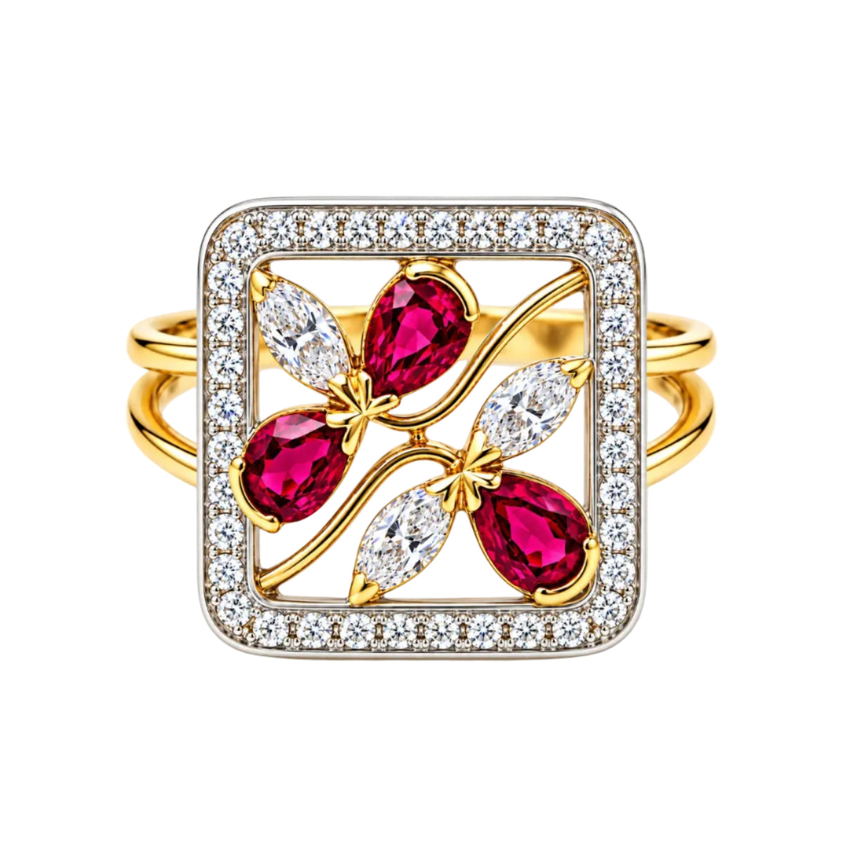 Anillo Rubi & Diamantes Talla 6
