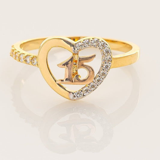 Anillo Quinceañera Corazon Talla 6 1/4