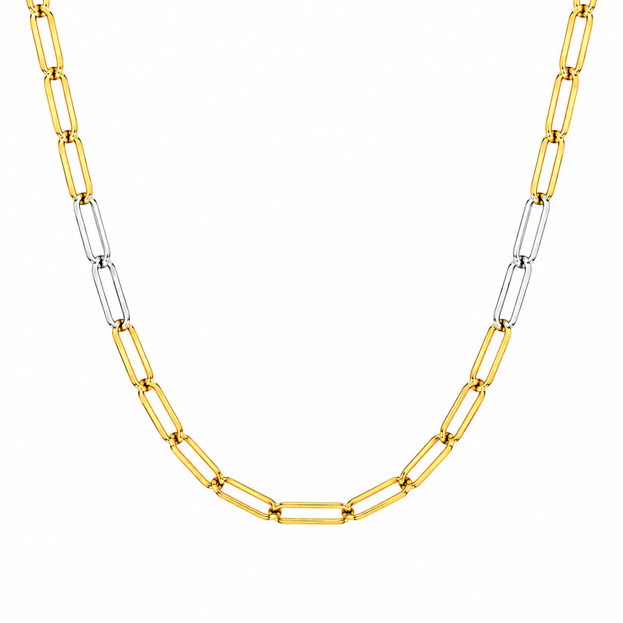 Cadena Paper Clip Tres Oros 45cm