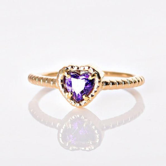 Anillo Corazon Morado Talla 6 3/4