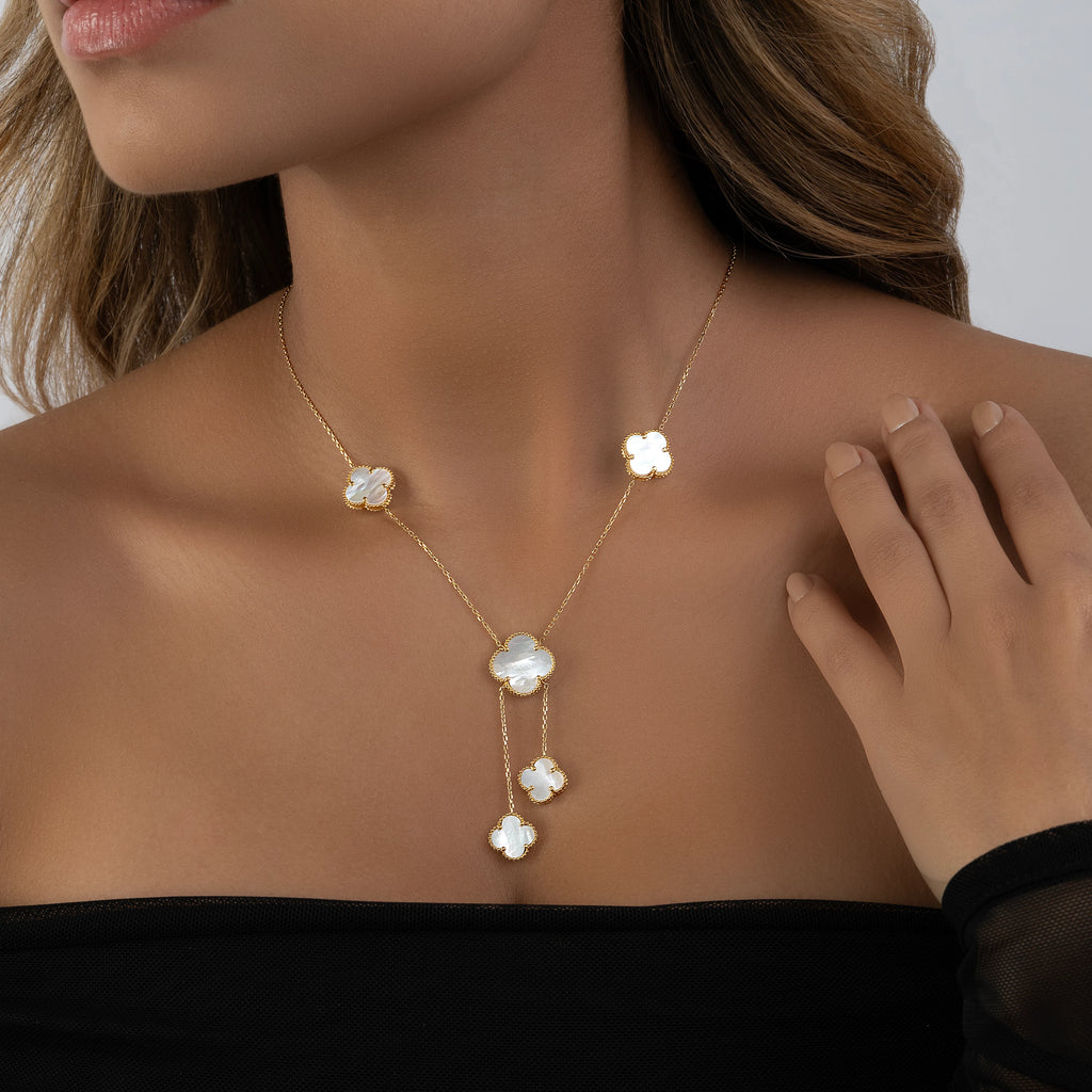 Cadena Tréboles Blancos 45cm