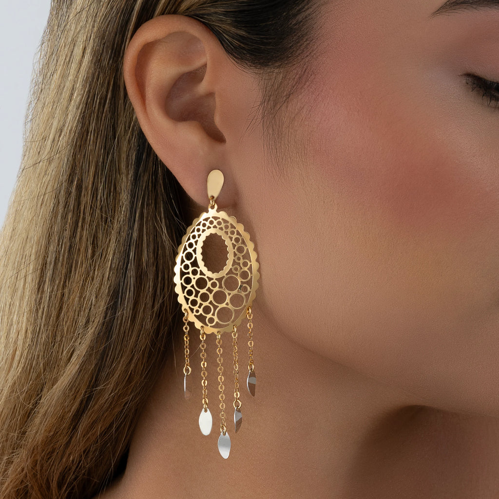 Aretes Colgantes Filigrana 8cm