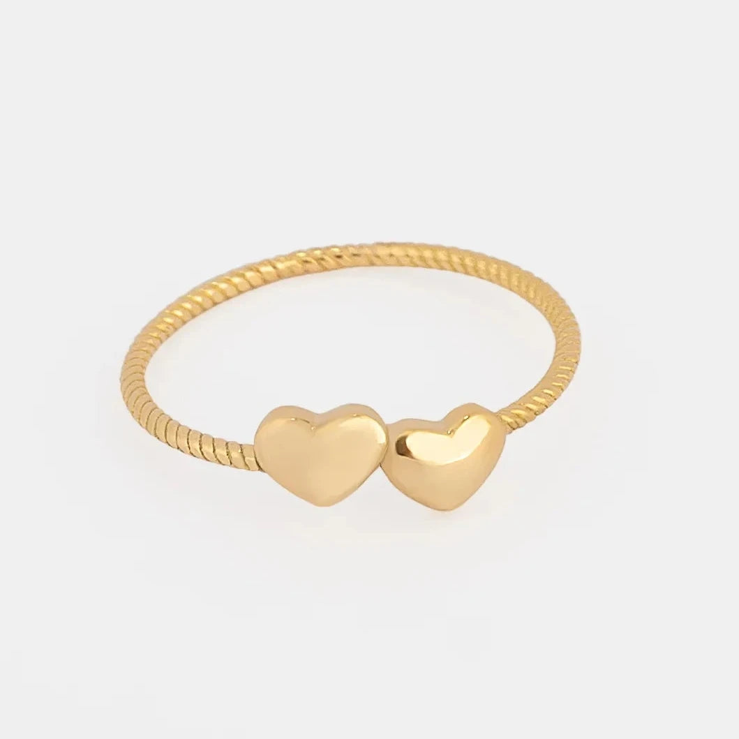 Anillo Doble Corazon Talla 6 1/4