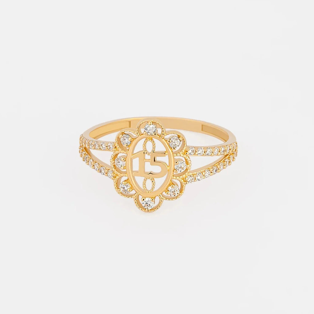 Anillo Flor 15 Años Talla 8