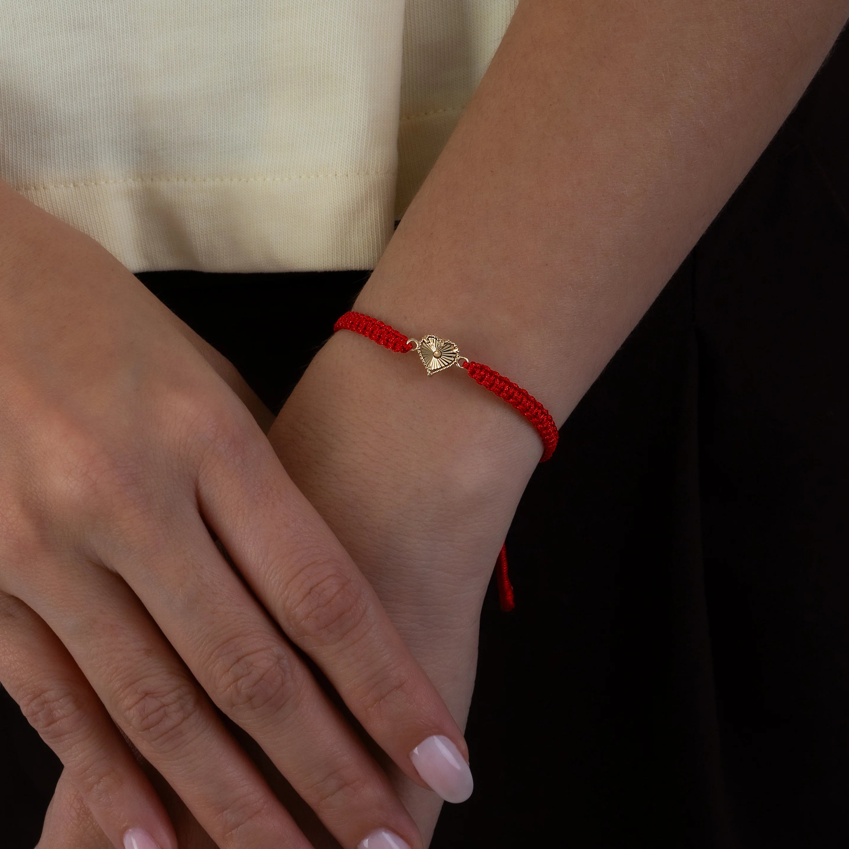 Pulsera Tejida Corazon Diamantado