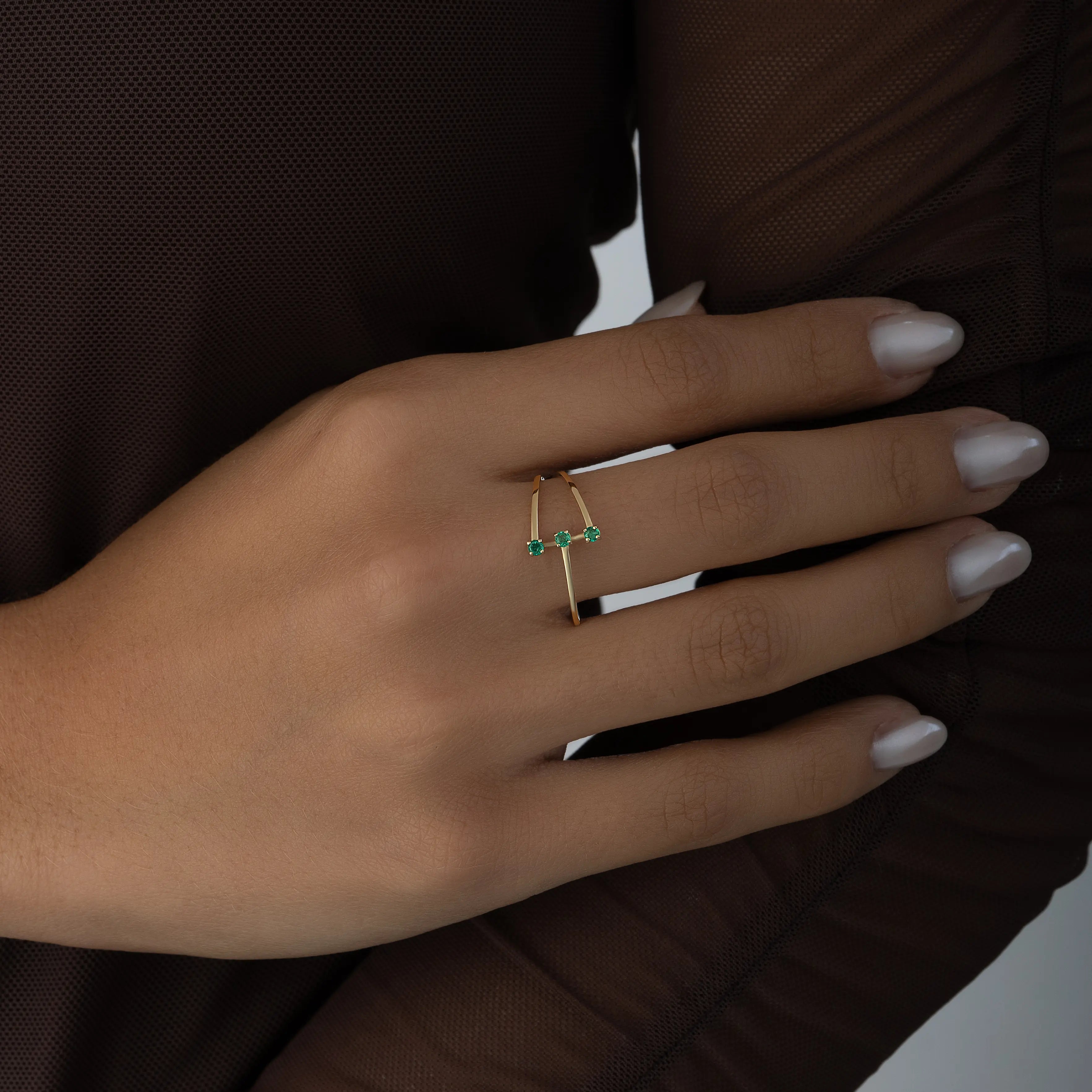 Anillo Triple Esmeralda