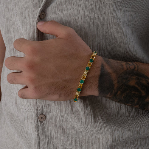 Pulsera Tennis Citrino & Esmeralda