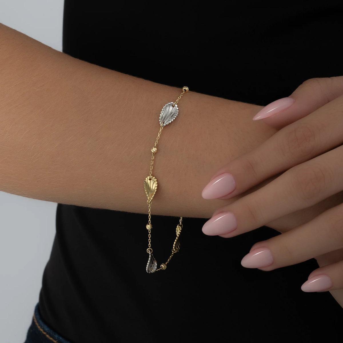 Pulsera Hojuelas Bicolor 19cm