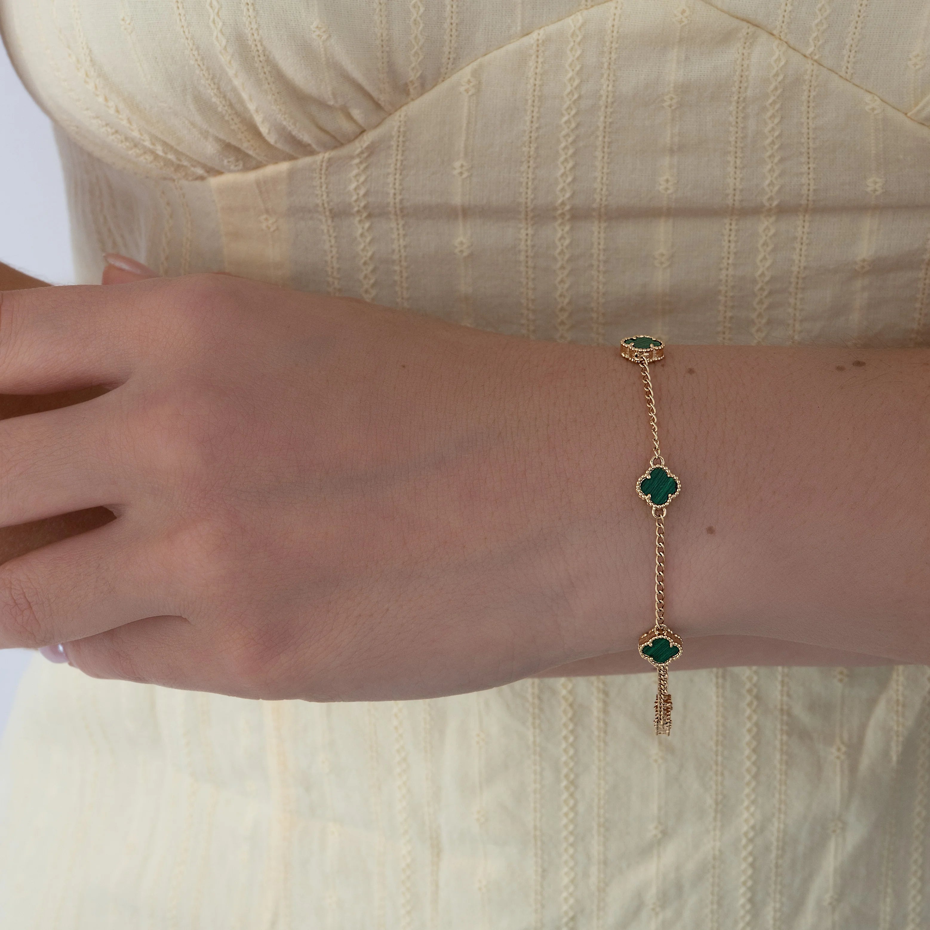 Pulsera Trébol Verde 17cm