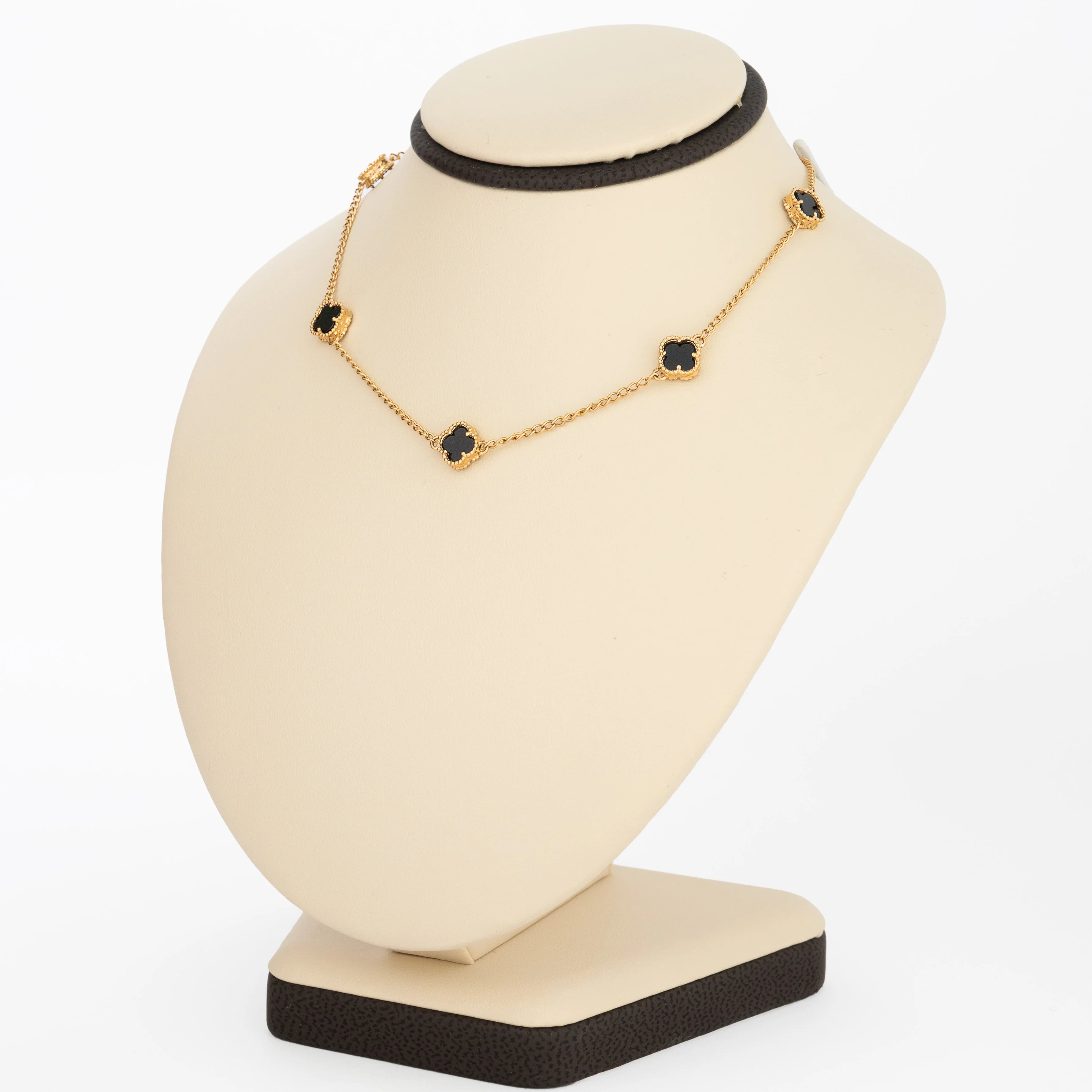 Cadena Tejido Trébol Negro 45cm