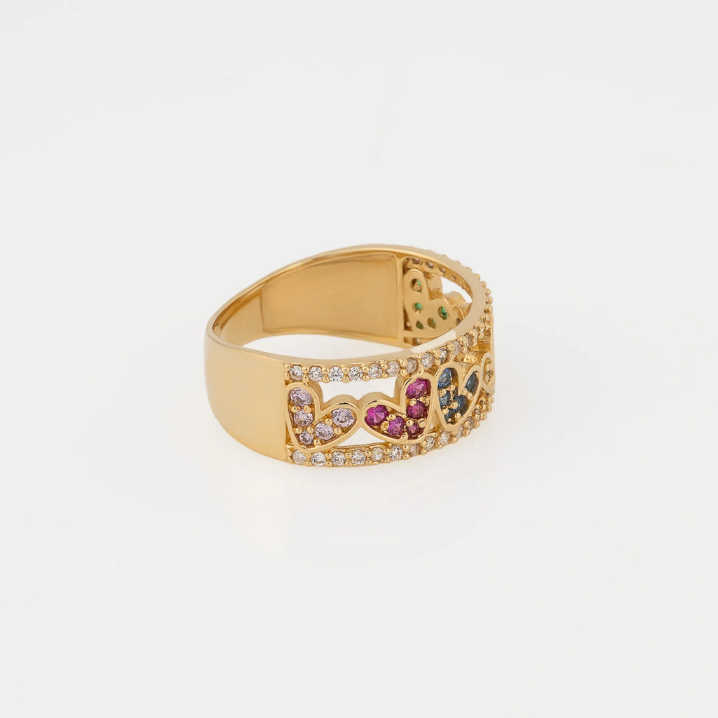 Anillo Corazones Arcoíris Talla 7
