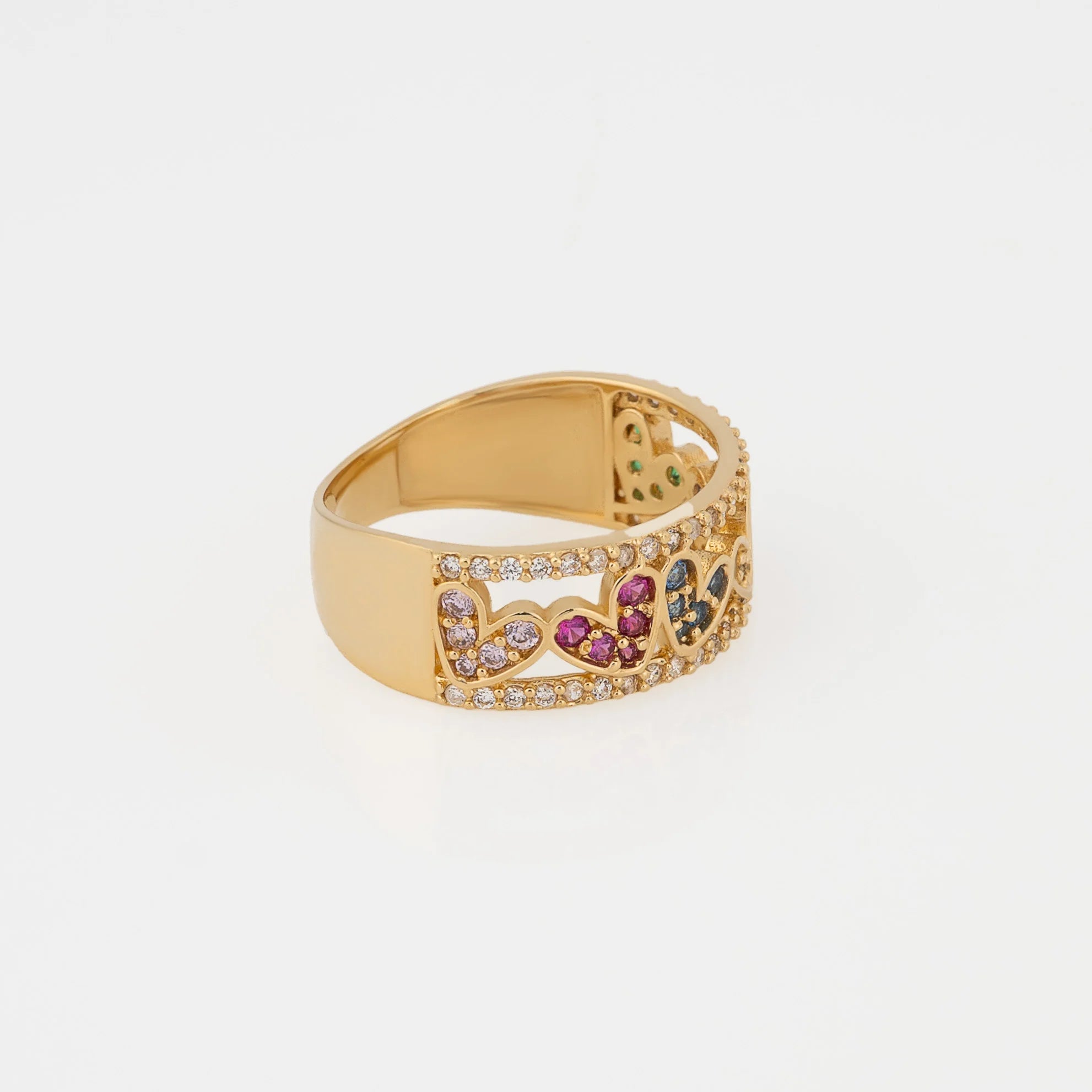 Anillo Corazones Arcoíris Talla 7