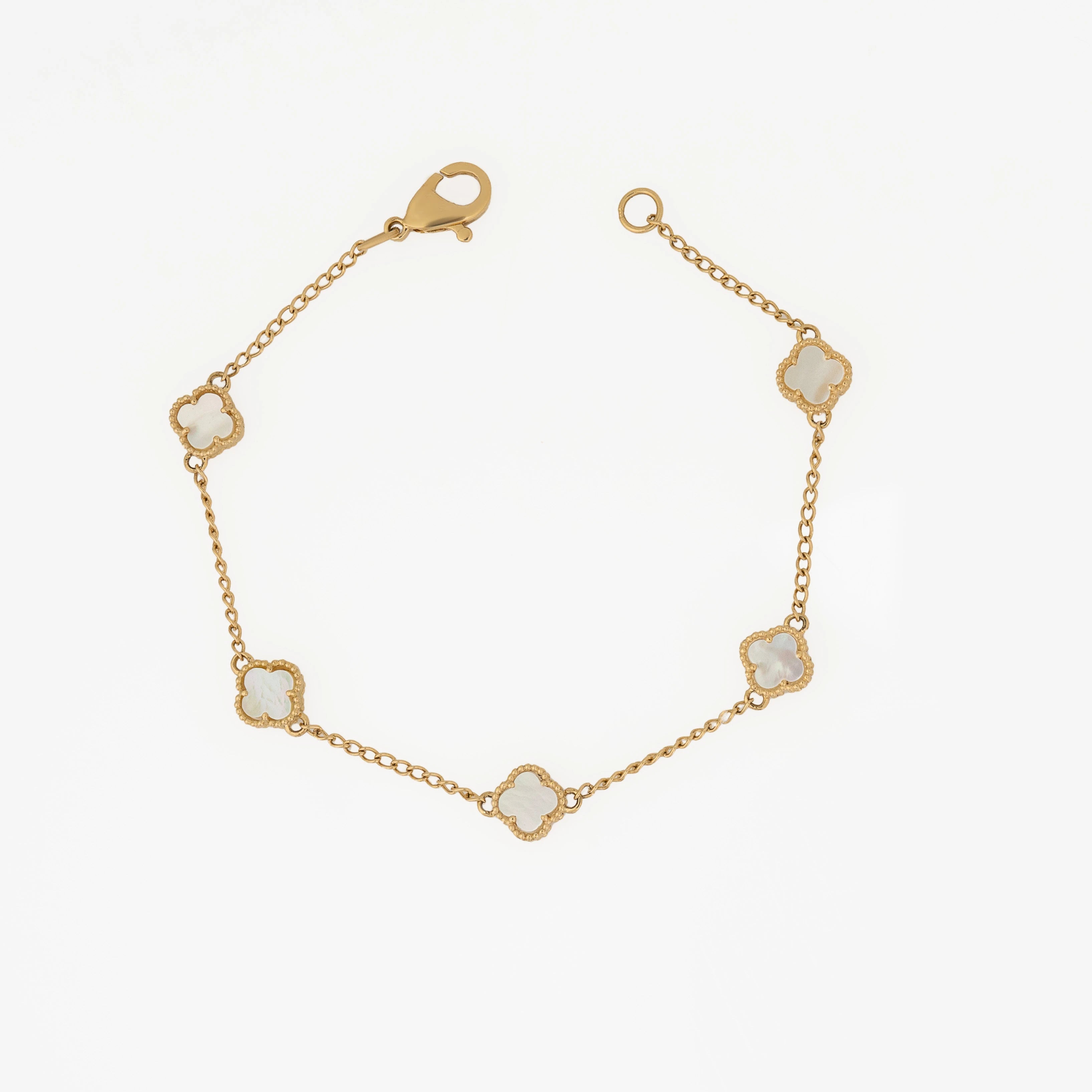 Pulsera Tréboles Blancos 18cm