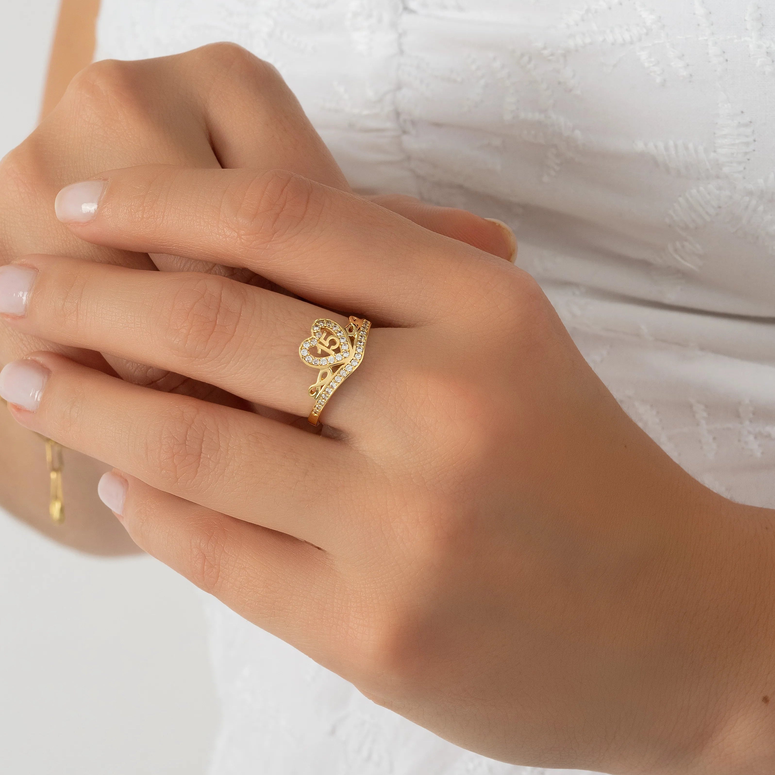 Anillo Corazon Quince Talla 7 1/2