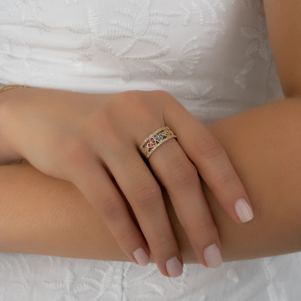 Anillo Corazones Arcoíris Talla 7