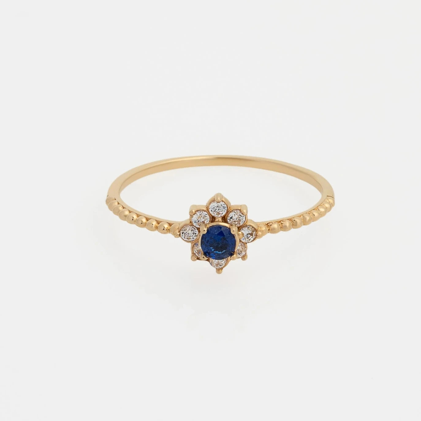 Anillo Flor Azul Talla 7 1/2