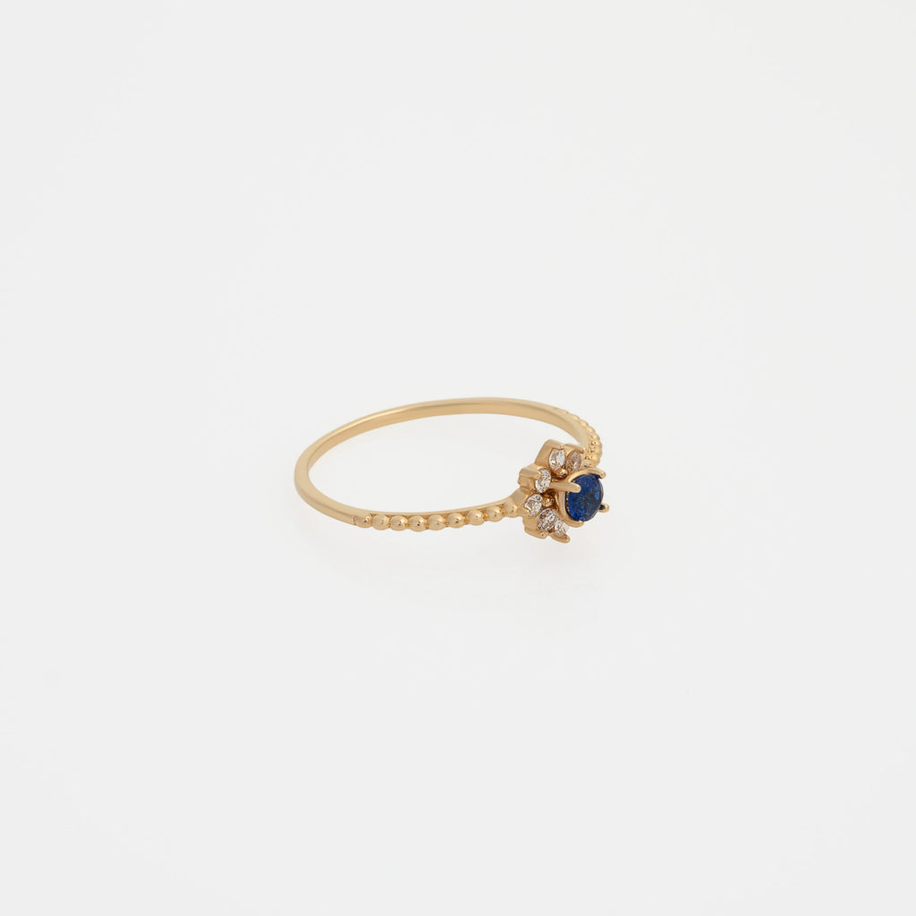 Anillo Flor Azul Talla 7 1/2