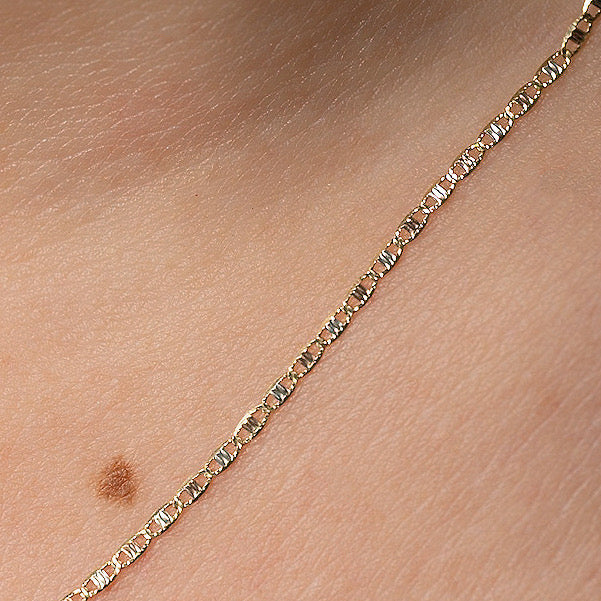 Cadena T.Plano Tres Oros Diamantados 45cm