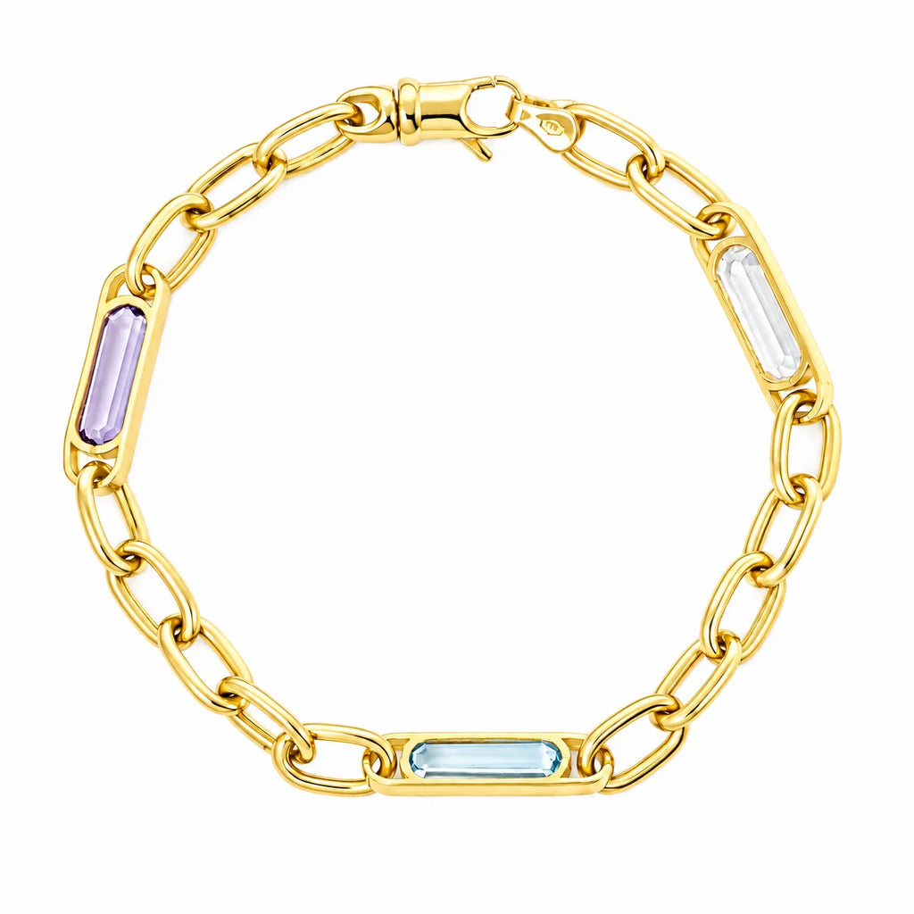 Pulsera Tejido Eslabón Circon 18cm